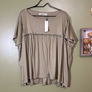 Three Bird Nest Sunday Morning Babydoll top lettuce lace sage medium oversized